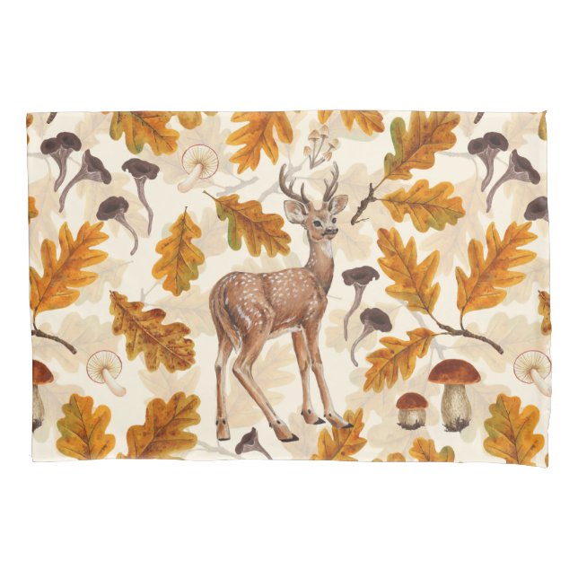 Deer in the autumnal forest pillow case (Front-Left)