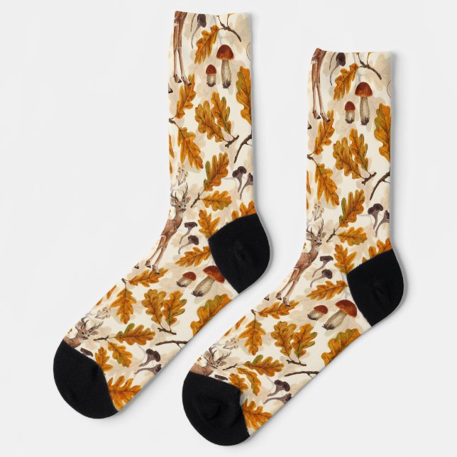 Deer in the autumnal forest socks (Left)