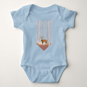 Deer in the Birch woods Baby Bodysuit
