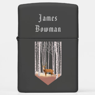 Deer in the Birch woods / Personalized Name Zippo Lighter