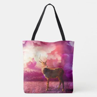 Deer In the Clouds - Pink Tote Bag