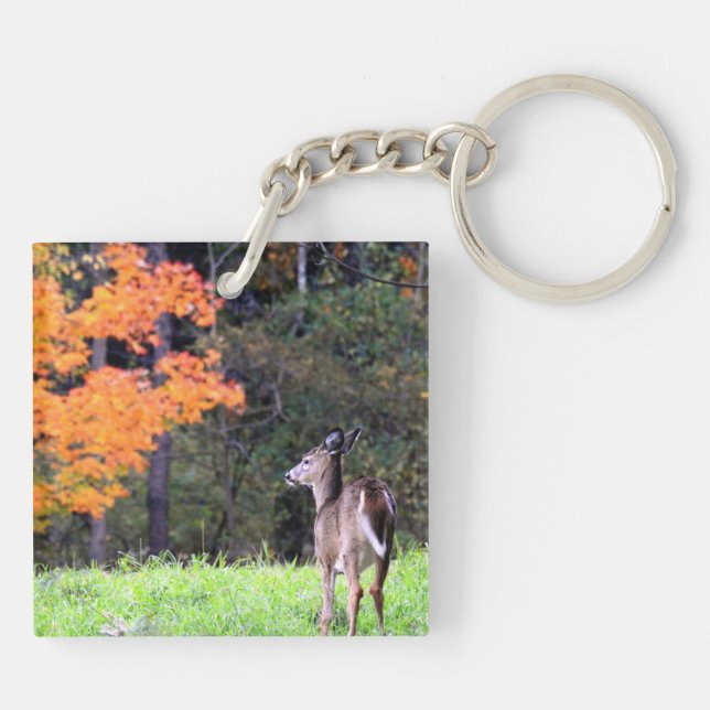 Deer in the Field Keychain (Back)