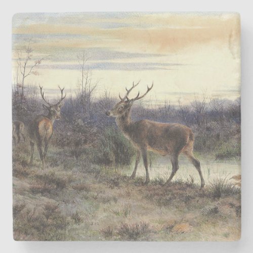 Deer in the Forest at Fontainebleau Rosa Bonheur Stone Coaster