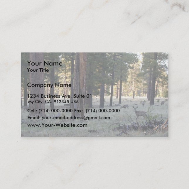 Deer In The Forest At San Fransisco Peaks Business Card (Front)