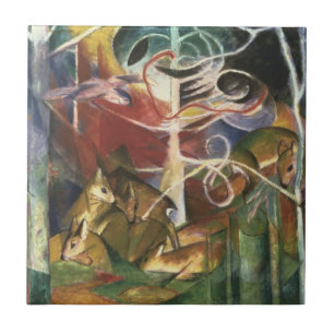 Deer in the Forest by Franz Marc, Vintage Fine Art Ceramic Tile