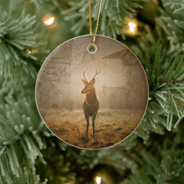 Deer in the forest ceramic ornament (Tree)