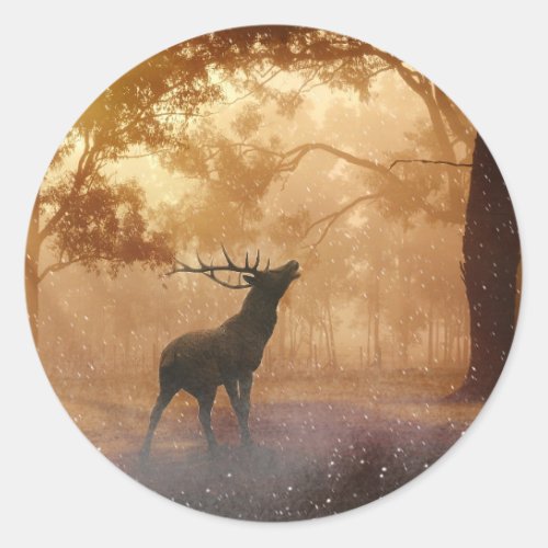 Deer In The Forest Classic Round Sticker