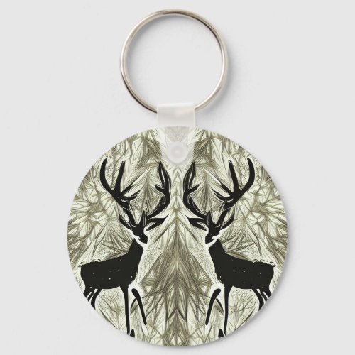 Deer in the Forest Digital Painting    Keychain