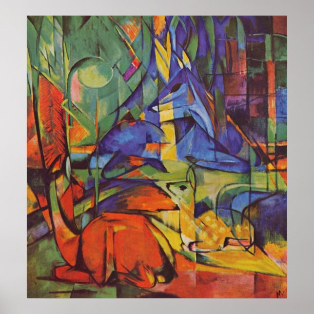 Deer in the Forest Franz Marc Poster (Front)