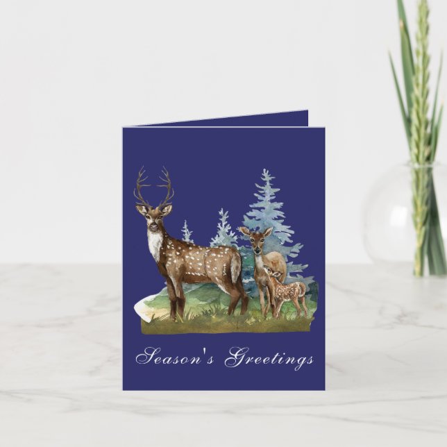 Deer in the Forest Holiday Card (Front)