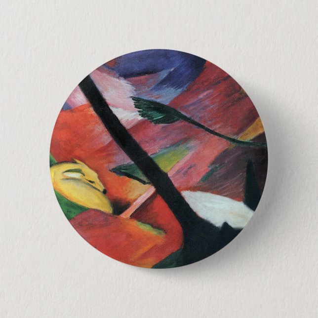 Deer in the Forest II by Franz Marc; Reh im Walde Button (Front)