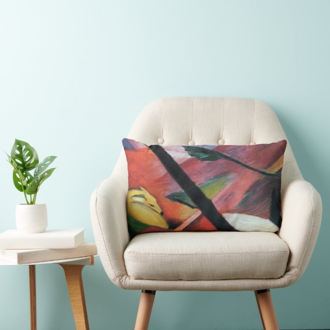 Deer in the Forest II by Franz Marc; Reh im Walde Lumbar Pillow (Chair)