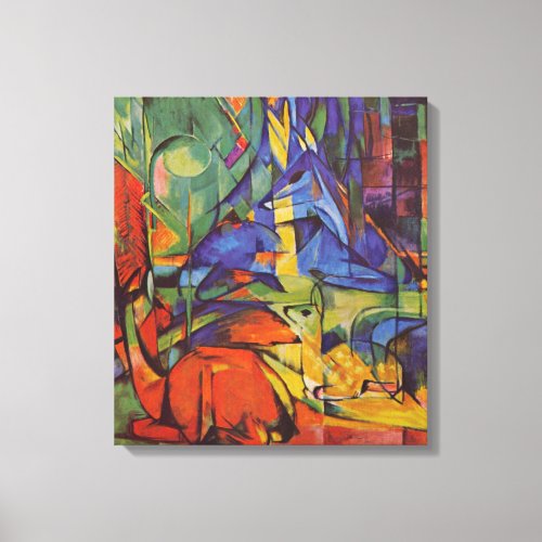 Deer in the Forest II by Franz Marc Vintage Art Canvas Print