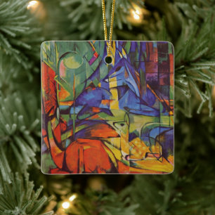 Deer in the Forest II by Franz Marc, Vintage Art Ceramic Ornament