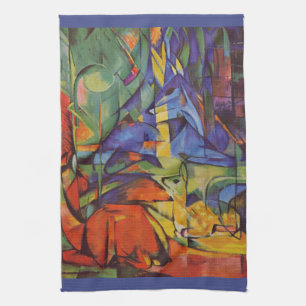 Deer in the Forest II by Franz Marc, Vintage Art Kitchen Towel