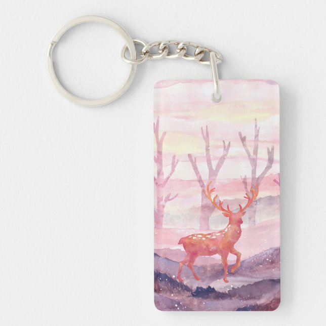 Deer in the forest keychain (Front)