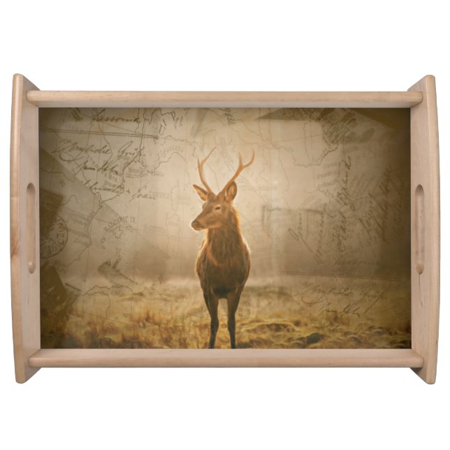 Deer in the forest serving tray (Front)