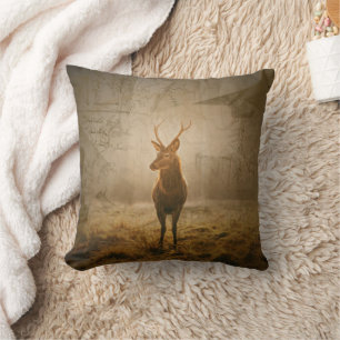 Deer in the forest throw pillow