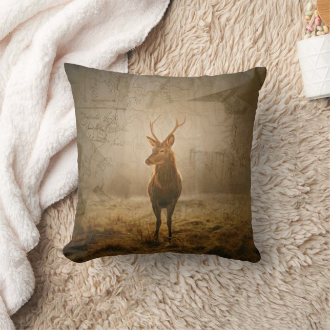 Deer in the forest throw pillow (Blanket)