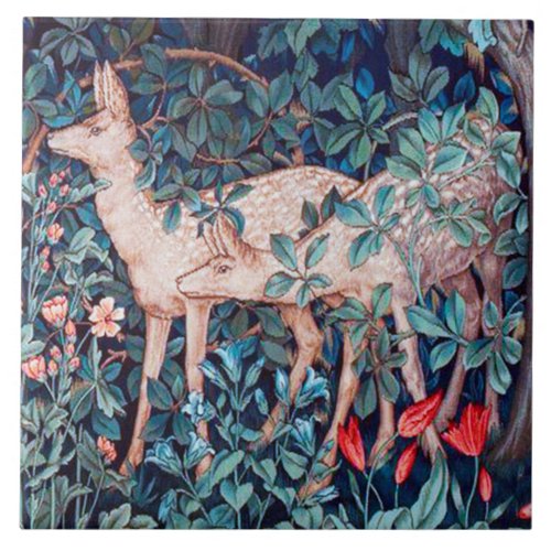 Deer in The Forest William Morris Ceramic Tile