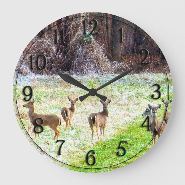 Deer in the Frost Large Clock (Front)