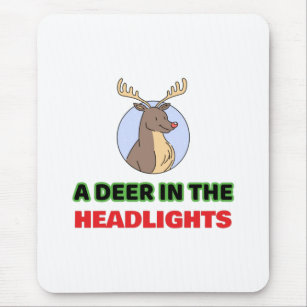 Deer in the headlights animal pun mouse pad