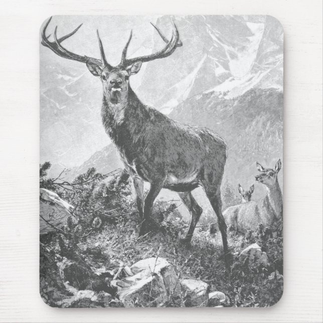Deer in the High Mountains Mouse Pad (Front)