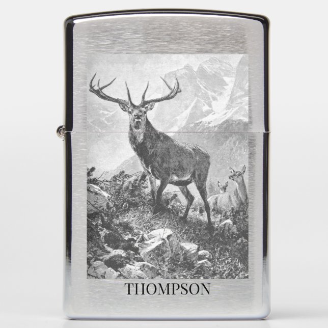 Deer in the High Mountains Zippo Lighter (Front)