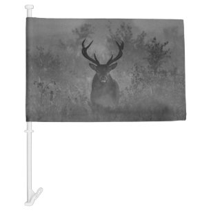 Deer In The Mist Car Flag
