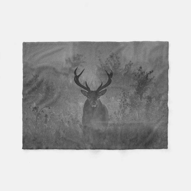 Deer In The Mist Fleece Blanket (Front (Horizontal))