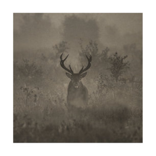 Deer In The Mist Wood Wall Art