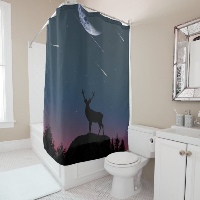deer in the moonlight shower curtain (In Situ)