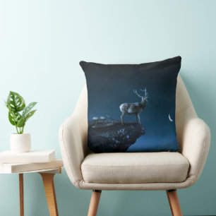 deer in the moonlight throw pillow