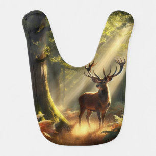 Deer in the morning forest baby bib