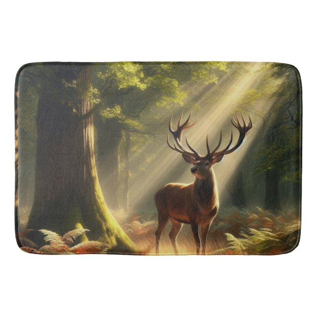 Deer in the morning forest bath mat (Front)