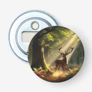 Deer in the morning forest bottle opener
