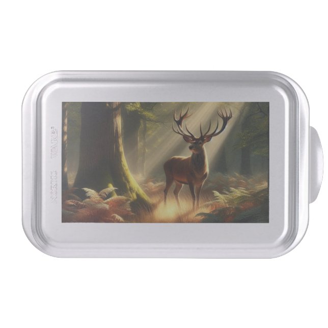 Deer in the morning forest cake pan (Front)