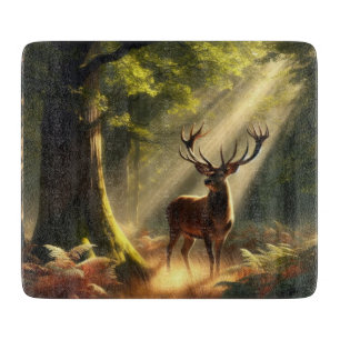 Deer in the morning forest cutting board