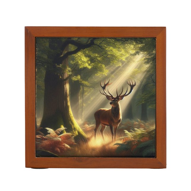 Deer in the morning forest desk organizer (Front)