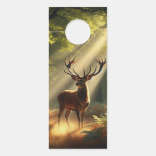 Deer in the morning forest door hanger
