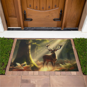 Deer in the morning forest doormat