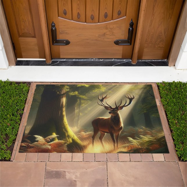 Deer in the morning forest doormat (Outdoor)
