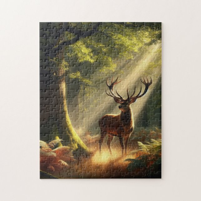 Deer in the morning forest jigsaw puzzle (Vertical)