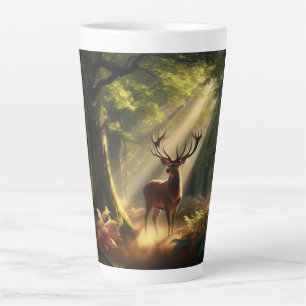 Deer in the morning forest latte mug