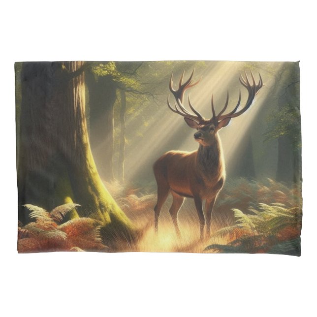 Deer in the morning forest pillow case (Front)