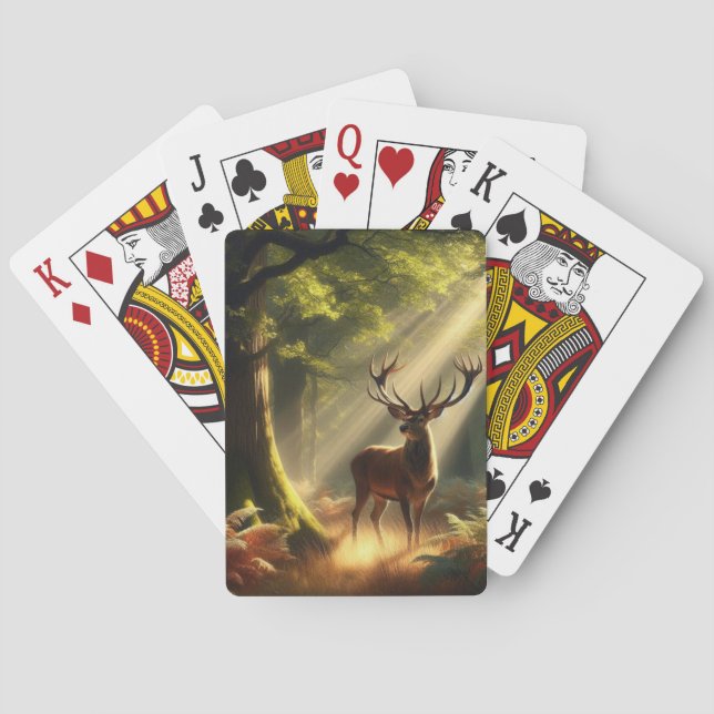 Deer in the morning forest poker cards (Back)