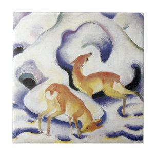 Deer in the Snow (Animals in Winter) Ceramic Tile