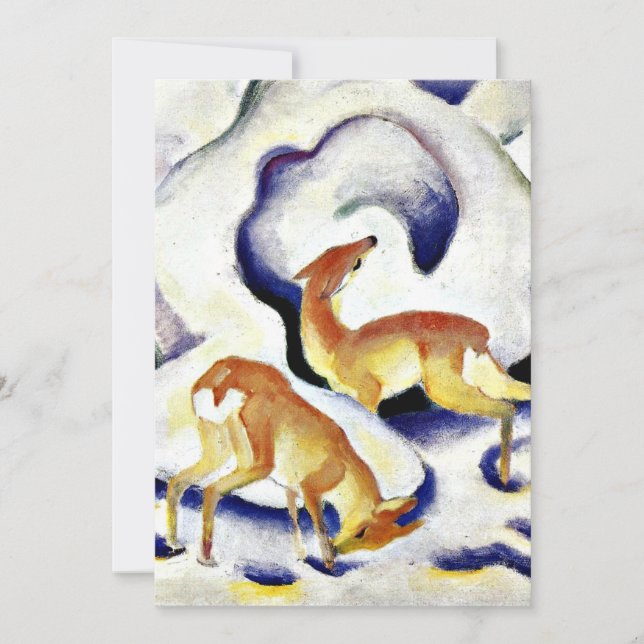 Deer in the Snow by Franz Marc Holiday Card (Front)