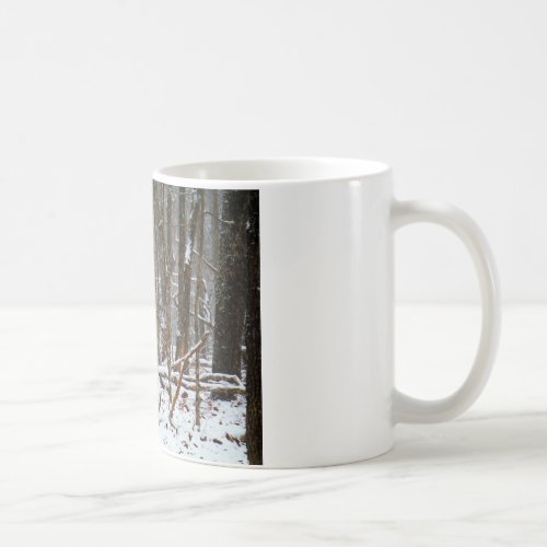Deer in the snow fall coffee mug