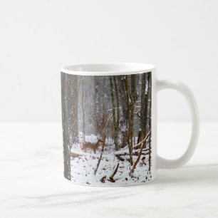 Deer in the snow fall coffee mug